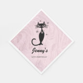 Retro AtomBlack Cat Personalisiert Paper Napkins Serviette (Ecke)