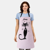 Retro-Atombombe-Schwarze-Katze-Küchenschürze Schürze (Getragen)