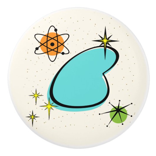 Retro Atomboomerang und Sternexplosionen Keramik P Keramikknauf (Vorderseite)