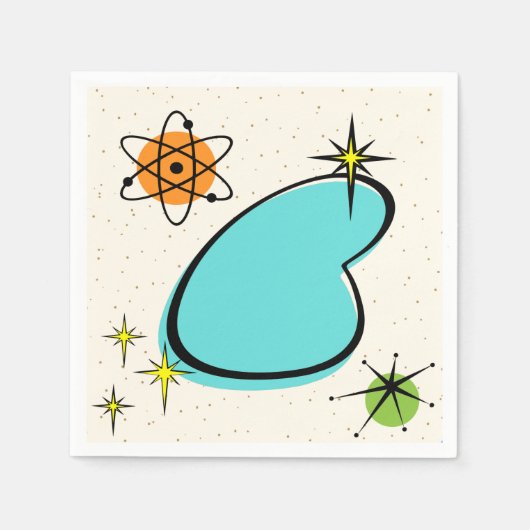 Retro Atombumerang und Sternexplosionen Papier Nap Serviette (Vorderseite)