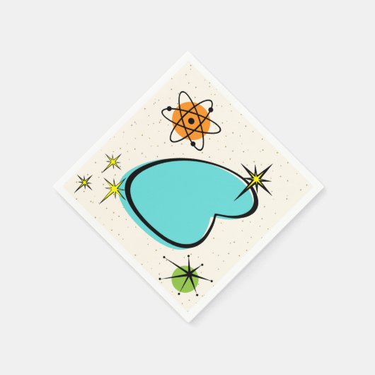 Retro Atombumerang und Sternexplosionen Papier Nap Serviette (Ecke)