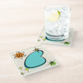 Retro Atombumerang und Sternexplosionen Untersetze Glasuntersetzer (Schrägansicht)