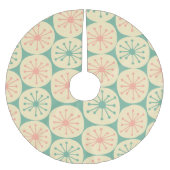 Retro Atomdots Mitteljahrhundert Moderner 50er Ros Polyester Weihnachtsbaumdecke (Vorderseite)