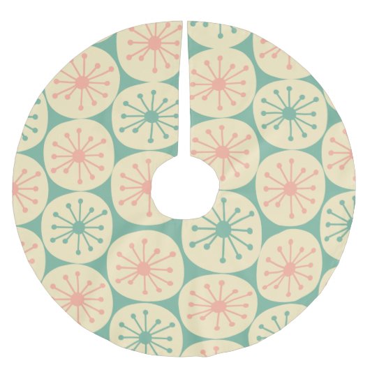 Retro Atomdots Mitteljahrhundert Moderner 50er Ros Polyester Weihnachtsbaumdecke (Vorderseite)