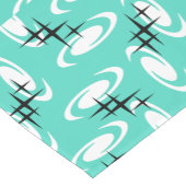 Retro Atome Age Wirbel Sternmuster Türkis Kurzer Tischläufer (Ecke)