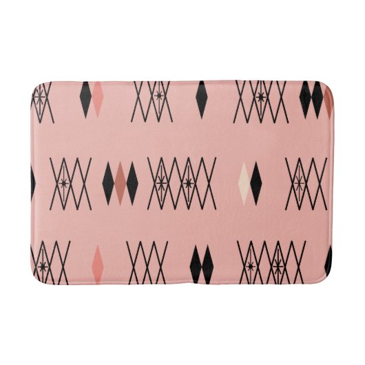 Retro Atomera Diamonds Muster rosa Badematte (Vorderseite)