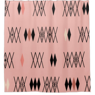 Retro Atomera Diamonds Muster rosa Duschvorhang