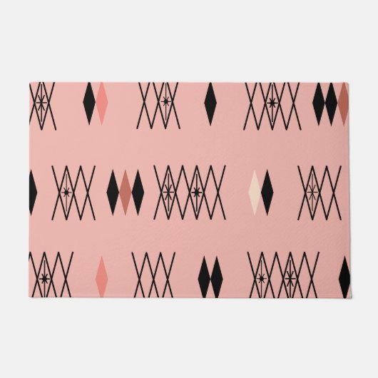 Retro Atomera Diamonds Muster rosa Fußmatte (Vorderseite)