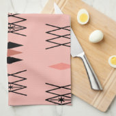 Retro Atomera Diamonds Muster rosa Geschirrtuch (Viertel Falte)