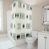 Retro Atomera Diamonds Muster Türkis Duschvorhang (Beispiel)