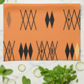 Retro Atomera Diamonds Pattern Orange Geschirrtuch (Gefaltet)