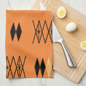 Retro Atomera Diamonds Pattern Orange Geschirrtuch (Viertel Falte)