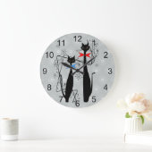 Retro Atomera Mitte Jahrhundert Moderne Coole Katz Große Wanduhr (Zuhause)