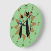 Retro Atomera Mitte Jahrhundert Moderne Coole Katz Große Wanduhr (Winkel)