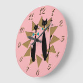 Retro Atomera Mitte Jahrhundert Moderne Coole Katz Große Wanduhr (Winkel)