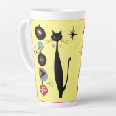 Retro Atomera Mitte Jahrhundert Moderne Coole Katz Milchtasse (Linke Ecke)