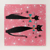 Retro Atomera Mitte Jahrhundert Moderne Coole Katz Puzzle (Horizontal)