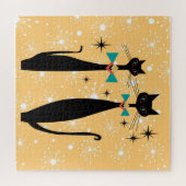 Retro Atomera Mitte Jahrhundert Moderne Coole Katz Puzzle (Horizontal)