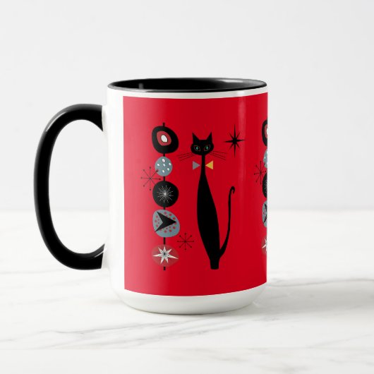 Retro Atomera Mitte Jahrhundert Moderne Coole Katz Tasse (Links)