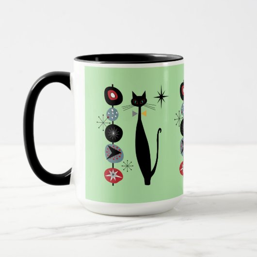 Retro Atomera Mitte Jahrhundert Moderne Coole Katz Tasse (Links)