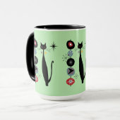 Retro Atomera Mitte Jahrhundert Moderne Coole Katz Tasse (Vorderseite Links)