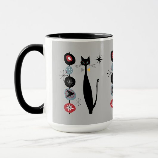 Retro Atomera Mitte Jahrhundert Moderne Coole Katz Tasse (Links)
