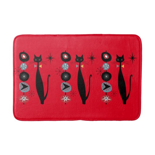 Retro Atomera Mitte Jahrhundert Moderne MCM Coole  Badematte (Vorderseite)