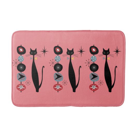 Retro Atomera Mitte Jahrhundert Moderne MCM Coole  Badematte (Vorderseite)