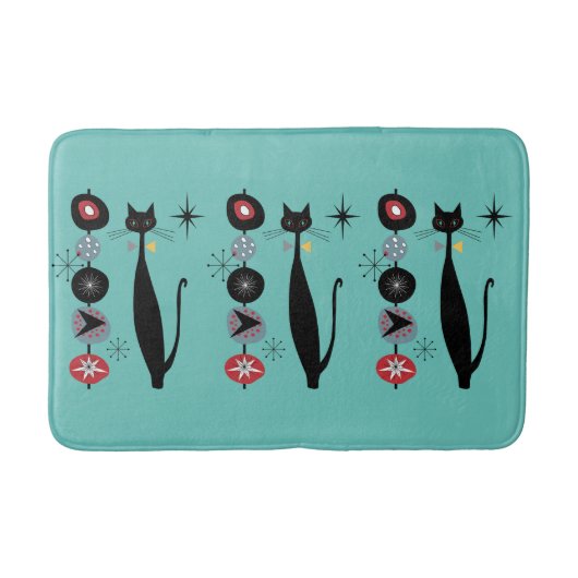 Retro Atomera Mitte Jahrhundert Moderne MCM Coole Badematte (Vorderseite)