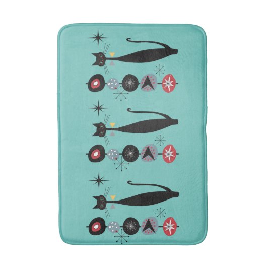 Retro Atomera Mitte Jahrhundert Moderne MCM Coole Badematte (Vorderseite Vertikal)