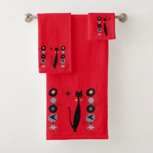 Retro Atomera Mitte Jahrhundert Moderne MCM Coole  Badhandtuch Set