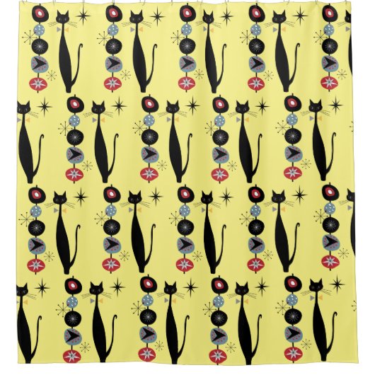 Retro Atomera Mitte Jahrhundert Moderne MCM Coole Duschvorhang (Vorderseite)