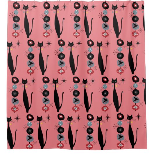 Retro Atomera Mitte Jahrhundert Moderne MCM Coole Duschvorhang (Vorderseite)