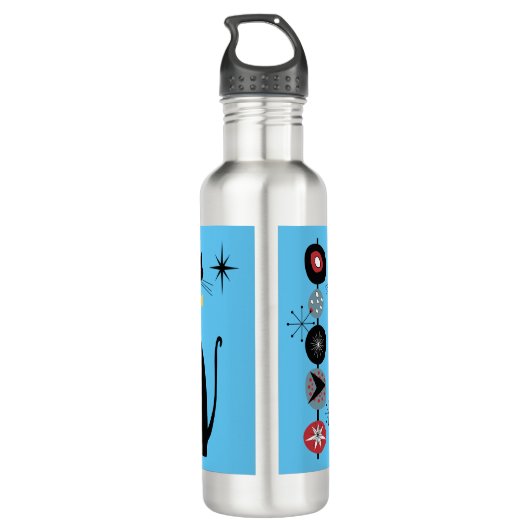 Retro Atomera Mitte Jahrhundert Moderne MCM Coole  Edelstahlflasche (Rückseite)