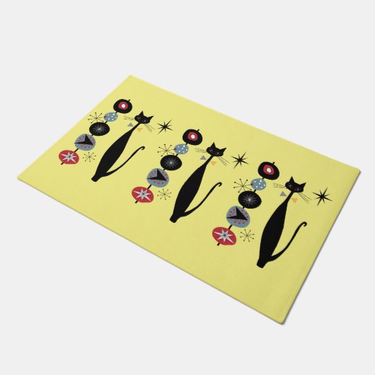 Retro Atomera Mitte Jahrhundert Moderne MCM Coole Fußmatte (Schrägansicht)