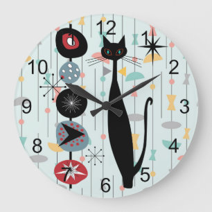 Retro Atomera Mitte Jahrhundert Moderne MCM Coole Große Wanduhr