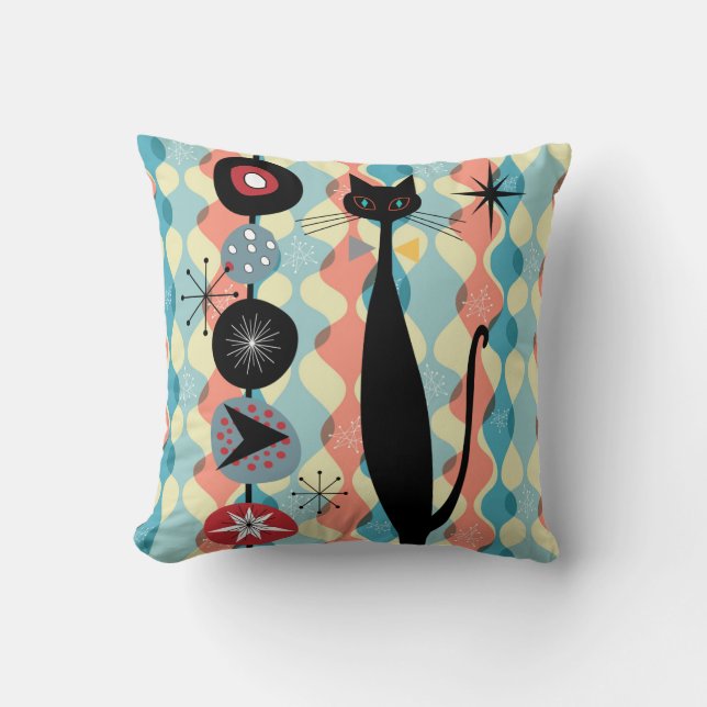 Retro Atomera Mitte Jahrhundert Moderne MCM Coole  Kissen (Vorderseite)