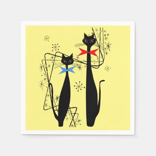 Retro Atomera Mitte Jahrhundert Modernes Cooles Ca Serviette (Vorderseite)