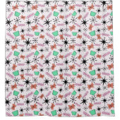 Retro Atomformen Rosa Orange Grün Duschvorhang (Vorderseite)