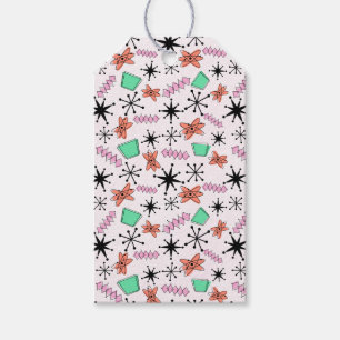 Retro Atomförmige Formen Rosa Orange und Grün Geschenkanhänger