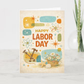 Retro Atomic Age Happy Labor Day Karte (Vorderseite)