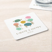 Retro Atomic Age Mid Century Modern Custom Wedding Rechteckiger Pappuntersetzer (angewinkelt)