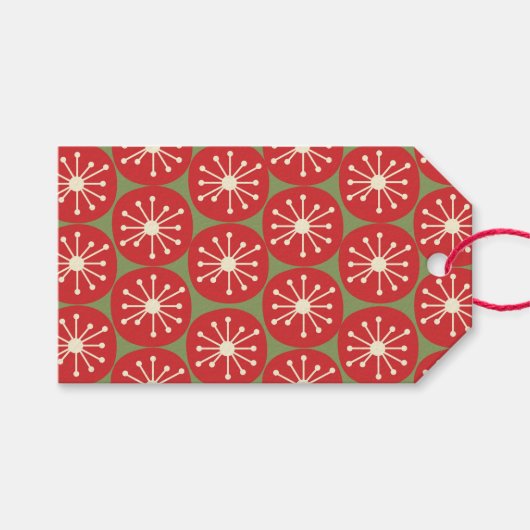 Retro Atomic Age Midjahrhundert Weihnachtspunkte Geschenkanhänger (Vorderseite (Horizontal))