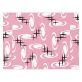 Retro Atomic Age Swirls Stars Pattern Pink Tischdecke (Vorderseite (Horizontal))