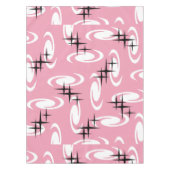 Retro Atomic Age Swirls Stars Pattern Pink Tischdecke (Vorderseite)
