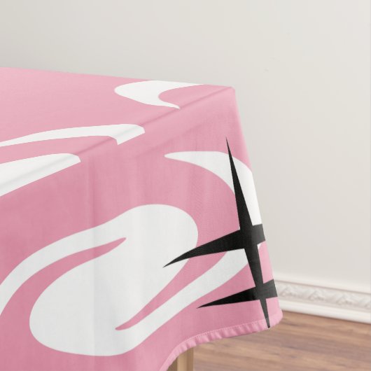 Retro Atomic Age Swirls Stars Pattern Pink Tischdecke (Beispiel)