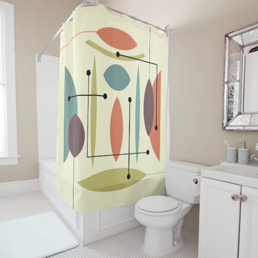 Retro Atomic Angesagt Abstrakt Duschvorhang (Beispiel)