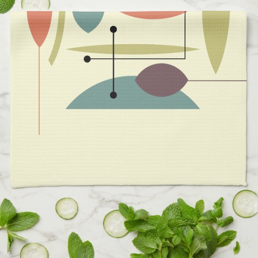 Retro Atomic Angesagt Abstrakt Geschirrtuch (Gefaltet)