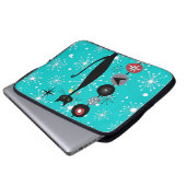 Retro Atomic Ära Mitte Jahrhundert Moderne Kitekat Laptopschutzhülle (Vorne Knopf)