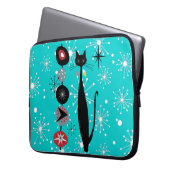 Retro Atomic Ära Mitte Jahrhundert Moderne Kitekat Laptopschutzhülle (Vorderseite Links)